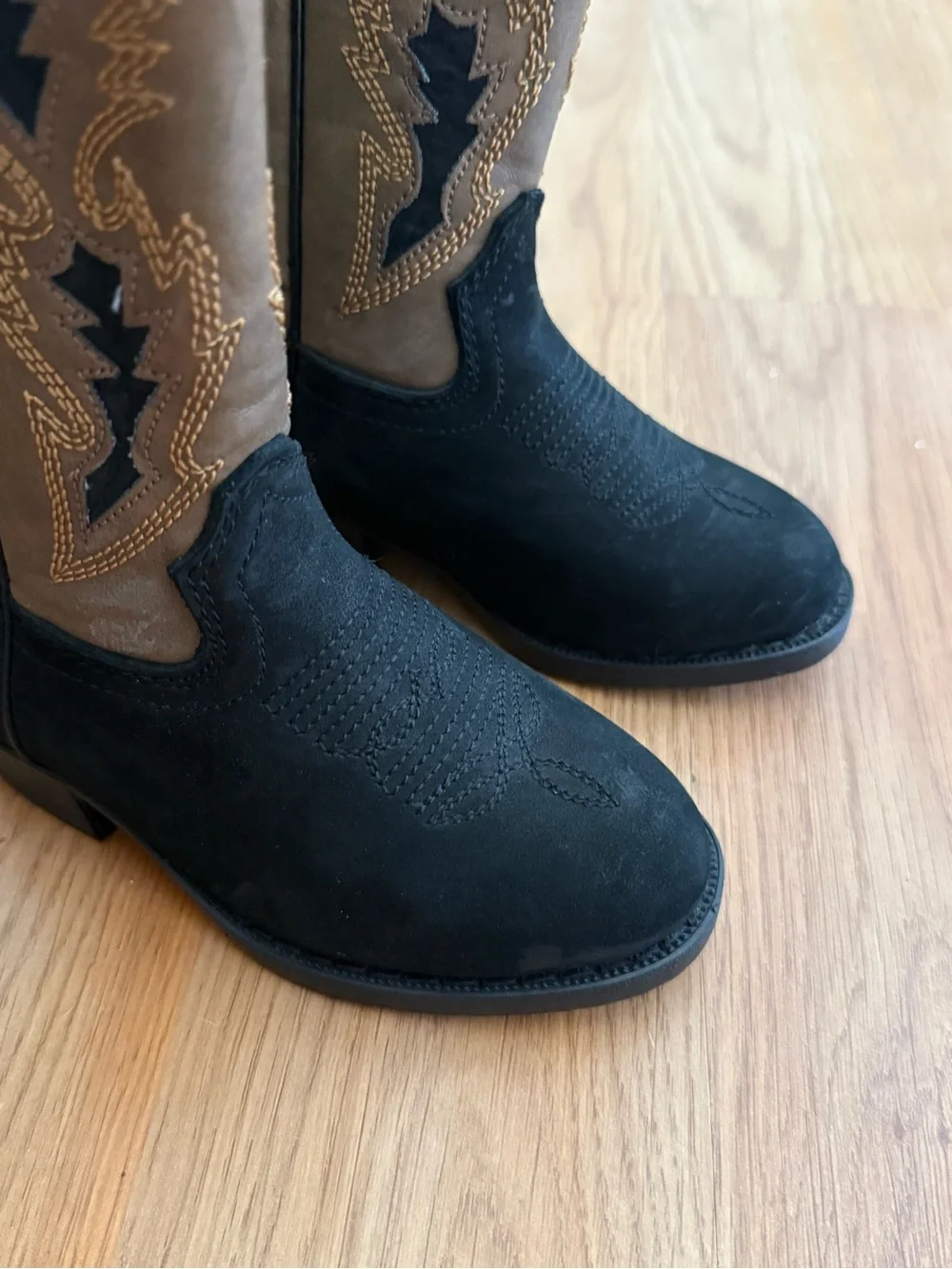 Kids Black and Brown Western Embroidered Boots - Youth Cowboy Boot